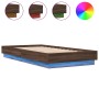 Oak brown bed frame with LED lights 75x190 cm by , Beds and slatted bases - Ref: Foro24-839552, Price: 109,37 €, Discount: %