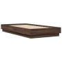 Oak brown bed frame with LED lights 75x190 cm by , Beds and slatted bases - Ref: Foro24-839552, Price: 109,37 €, Discount: %