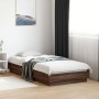 Oak brown bed frame with LED lights 75x190 cm by , Beds and slatted bases - Ref: Foro24-839552, Price: 109,37 €, Discount: %