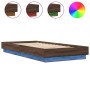 Estructura de cama con luces LED roble marrón 100x200 cm de , Camas y somieres - Ref: Foro24-839510, Precio: 107,58 €, Descue...