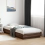 Estructura de cama con luces LED roble marrón 100x200 cm de , Camas y somieres - Ref: Foro24-839510, Precio: 107,58 €, Descue...