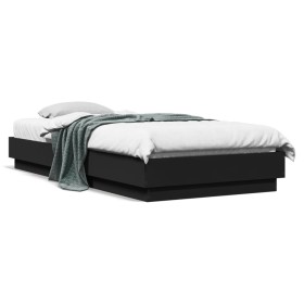 Estructura de cama con luces LED negro 90x200 cm de , Camas y somieres - Ref: Foro24-839512, Precio: 107,99 €, Descuento: %