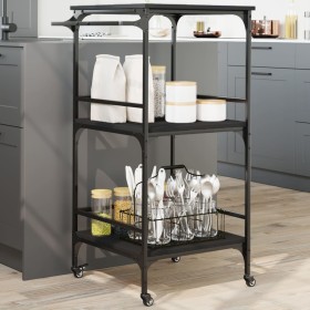 Black engineered wood kitchen cart 60.5x50x105 cm by , Kitchen and dining carts - Ref: Foro24-842336, Price: 68,99 €, Discoun...