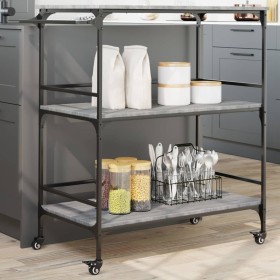 Sonoma gray engineered wood kitchen cart 100.5x50x105 cm by , Kitchen and dining carts - Ref: Foro24-842334, Price: 90,99 €, ...