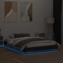 Estructura de cama con luces LED roble marrón 135x190 cm de , Camas y somieres - Ref: Foro24-3209820, Precio: 143,57 €, Descu...