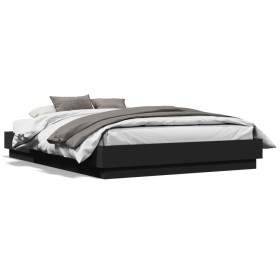 Bed frame with LED lights black 135x190 cm by , Beds and slatted bases - Ref: Foro24-3209815, Price: 142,99 €, Discount: %