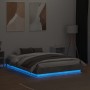 Estructura de cama con luces LED gris hormigón 135x190 cm de , Camas y somieres - Ref: Foro24-3209817, Precio: 144,91 €, Desc...