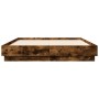 Smoked oak engineered wood bed frame 135x190cm by , Beds and slatted bases - Ref: Foro24-3209881, Price: 131,47 €, Discount: %