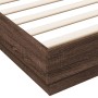 Oak brown engineered wood bed frame 200x200 cm by , Beds and slatted bases - Ref: Foro24-3209834, Price: 157,97 €, Discount: %