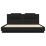 Bed frame with headboard and LED lights black 180x200 cm by , Beds and slatted bases - Ref: Foro24-3209990, Price: 285,89 €, ...