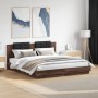 Bed frame headboard LED lights brown oak 160x200 cm by , Beds and slatted bases - Ref: Foro24-3210002, Price: 234,26 €, Disco...