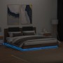 Bed frame headboard LED lights brown oak 160x200 cm by , Beds and slatted bases - Ref: Foro24-3210002, Price: 234,26 €, Disco...