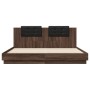 Bed frame headboard LED lights brown oak 160x200 cm by , Beds and slatted bases - Ref: Foro24-3210002, Price: 234,26 €, Disco...