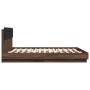 Bed frame headboard LED lights brown oak 160x200 cm by , Beds and slatted bases - Ref: Foro24-3210002, Price: 234,26 €, Disco...