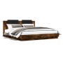 Bed frame headboard LED lights smoked oak 160x200 cm by , Beds and slatted bases - Ref: Foro24-3210000, Price: 220,51 €, Disc...