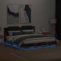 Estructura de cama cabecero luces LED roble ahumado 160x200 cm de , Camas y somieres - Ref: Foro24-3210000, Precio: 220,51 €,...