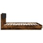 Bed frame headboard LED lights smoked oak 160x200 cm by , Beds and slatted bases - Ref: Foro24-3210000, Price: 220,51 €, Disc...