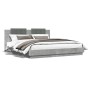 Estructura de cama cabecero luces LED gris hormigón 160x200 cm de , Camas y somieres - Ref: Foro24-3209999, Precio: 226,00 €,...