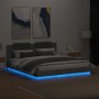 Estructura de cama cabecero luces LED gris hormigón 160x200 cm de , Camas y somieres - Ref: Foro24-3209999, Precio: 226,00 €,...