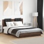 Oak brown headboard bed frame and LED lights 150x200 cm by , Beds and slatted bases - Ref: Foro24-3210009, Price: 203,56 €, D...