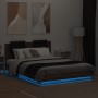 Oak brown headboard bed frame and LED lights 150x200 cm by , Beds and slatted bases - Ref: Foro24-3210009, Price: 203,56 €, D...