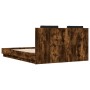 Bed frame headboard LED lights smoked oak 120x200 cm by , Beds and slatted bases - Ref: Foro24-3210021, Price: 185,83 €, Disc...