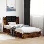 Estructura de cama cabecero luces LED roble ahumado 100x200 cm de , Camas y somieres - Ref: Foro24-3210028, Precio: 172,99 €,...