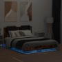 Bed frame headboard LED lights smoked oak 140x190 cm by , Beds and slatted bases - Ref: Foro24-3210042, Price: 218,16 €, Disc...