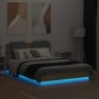 Estructura de cama cabecero luces LED roble Sonoma 140x190 cm de , Camas y somieres - Ref: Foro24-3210040, Precio: 186,12 €, ...