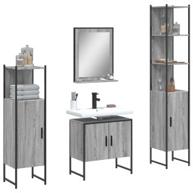 Sonoma gray plywood 4-piece bathroom cabinet set by , Bathroom furniture - Ref: Foro24-3214357, Price: 228,54 €, Discount: %