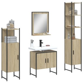 Sonoma Oak Engineered Wood 4-Piece Bathroom Furniture Set by , Bathroom furniture - Ref: Foro24-3214355, Price: 265,75 €, Dis...