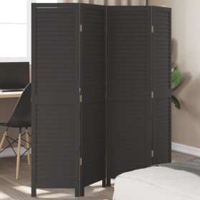 Black Paulownia solid wood 4-panel dividing screen by , Room dividers - Ref: Foro24-358849, Price: 96,99 €, Discount: %