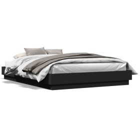 Estructura de cama madera de ingeniería negra 160x200 cm de , Camas y somieres - Ref: Foro24-3209843, Precio: 147,32 €, Descu...