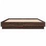 Estructura de cama madera de ingeniería marrón roble 160x200 cm de , Camas y somieres - Ref: Foro24-3209848, Precio: 184,05 €...