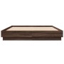 Oak brown engineered wood bed frame 140x200 cm by , Beds and slatted bases - Ref: Foro24-3209862, Price: 148,32 €, Discount: %