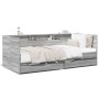 Sonoma gray engineered wood lounger with drawers 100x200 cm by , Beds and slatted bases - Ref: Foro24-3280844, Price: 221,53 ...