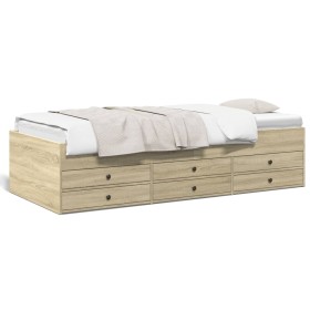 Tumbona con cajones madera ingeniería roble Sonoma 75x190 cm de , Camas y somieres - Ref: Foro24-3280890, Precio: 179,99 €, D...