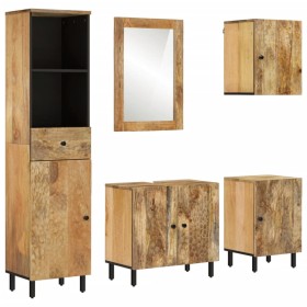 5-teiliges Badezimmerschrank-Set aus massivem Mangoholz von , Badezimmermöbel - Ref: Foro24-3206304, Preis: 494,13 €, Rabatt: %