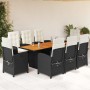 Set de comedor de jardín 9 pzas y cojines ratán sintético negro de , Conjuntos de jardín - Ref: Foro24-3212273, Precio: 1,00 ...