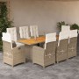 Set comedor de jardín 9 pzas con cojines ratán sintético beige de , Conjuntos de jardín - Ref: Foro24-3212509, Precio: 1,00 €...