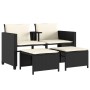 2-seater garden sofa with black PE rattan table and stools by , Garden sets - Ref: Foro24-368416, Price: 217,09 €, Discount: %