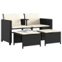 2-seater garden sofa with black PE rattan table and stools by , Garden sets - Ref: Foro24-368416, Price: 217,09 €, Discount: %