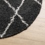 Modern high pile rug PAMPLONA black and cream Ø 80 cm by , Rugs - Ref: Foro24-375419, Price: 24,54 €, Discount: %