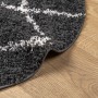 Modern high pile rug PAMPLONA black and cream Ø 80 cm by , Rugs - Ref: Foro24-375419, Price: 24,54 €, Discount: %