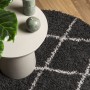 Modern high pile rug PAMPLONA black and cream Ø 80 cm by , Rugs - Ref: Foro24-375419, Price: 24,54 €, Discount: %