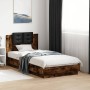 Estructura de cama cabecero luces LED roble ahumado 90x190 cm de , Camas y somieres - Ref: Foro24-3210063, Precio: 164,99 €, ...