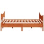 Bed frame with wax brown pine wood headboard 200x200 cm by , Beds and slatted bases - Ref: Foro24-3216371, Price: 267,99 €, D...