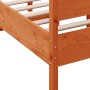 Bed frame with wax brown pine wood headboard 120x200 cm by , Beds and slatted bases - Ref: Foro24-3216386, Price: 200,39 €, D...