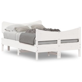 Bed frame with white pine wood headboard 120x190 cm by , Beds and slatted bases - Ref: Foro24-3216400, Price: 196,38 €, Disco...