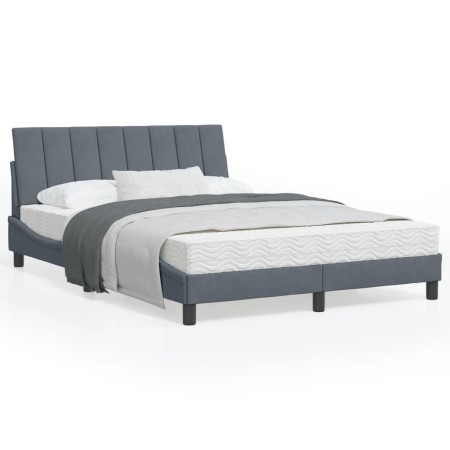 Dark gray velvet bed frame with headboard 140x200 cm by , Beds and slatted bases - Ref: Foro24-3207850, Price: 205,99 €, Disc...